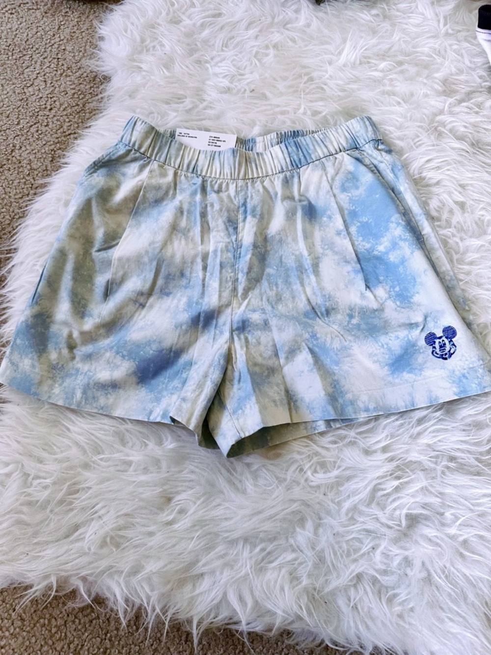 Blue Tie-Dye Women’s Elastic-Waist Shorts